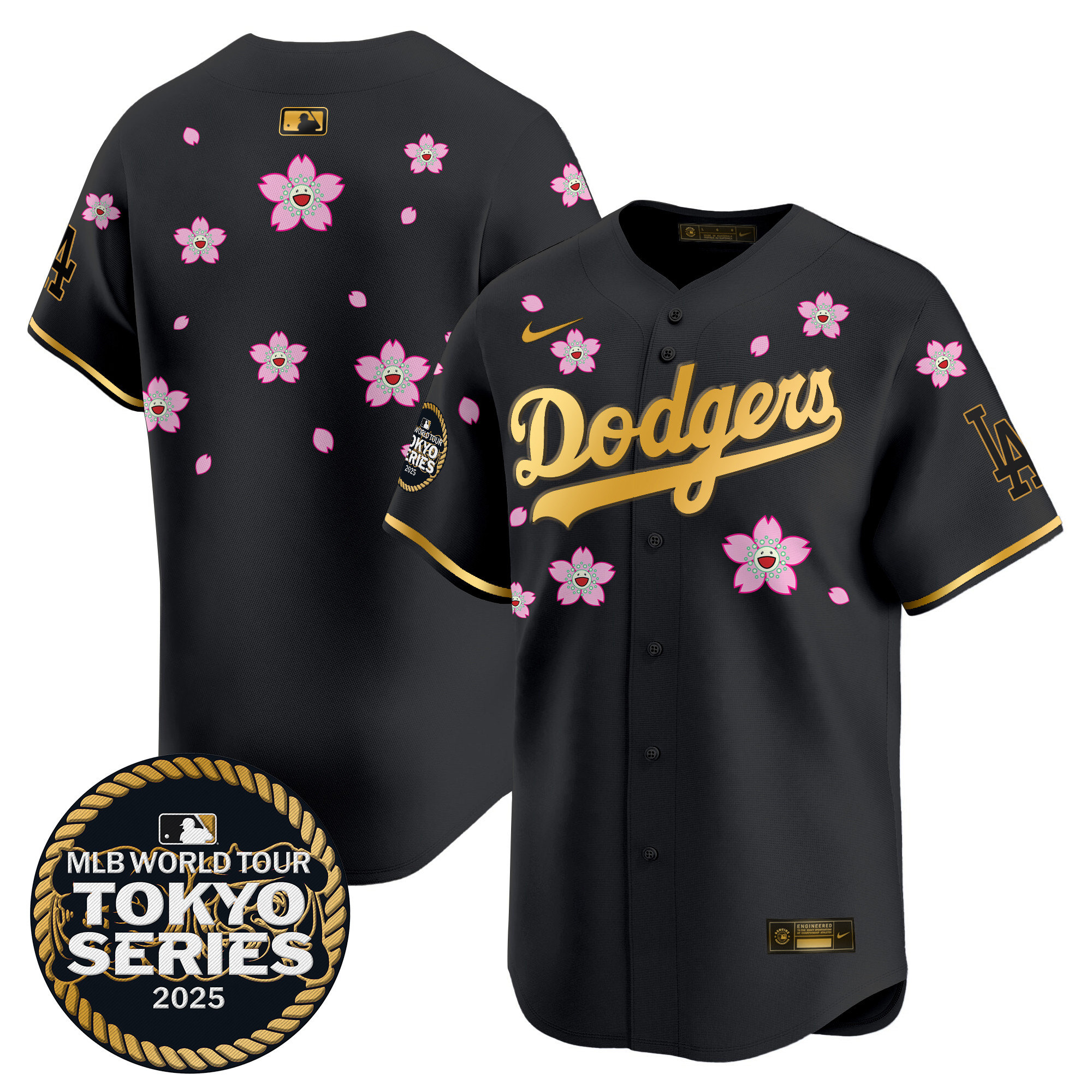 Men Los Angeles Dodgers blank Tokyo Series black Limited Stitched 2025 Jersey 4